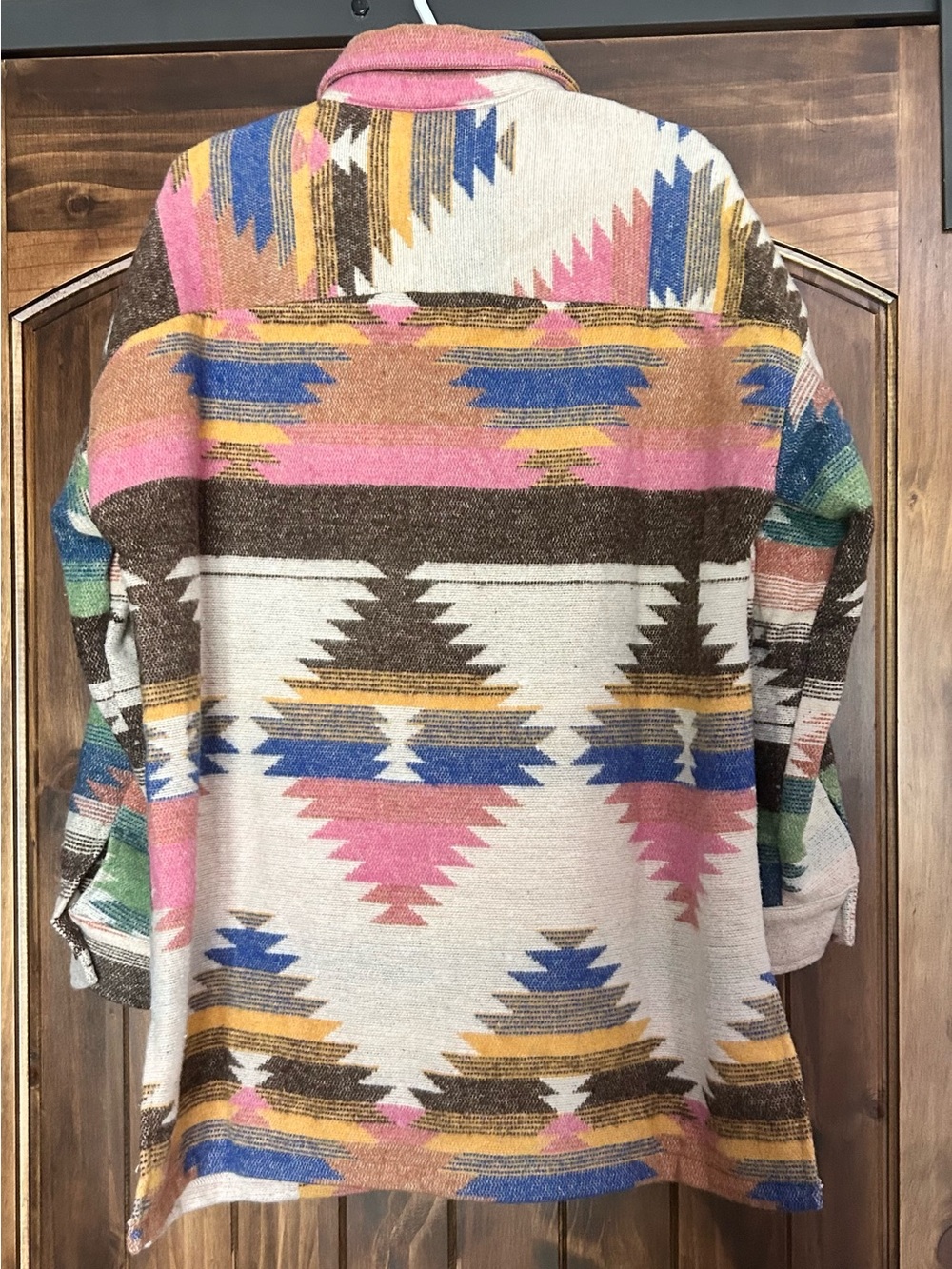Aztec Multicolor Pattern Button-Up Sweater Jacket - Shacket - Picture 2 of 13